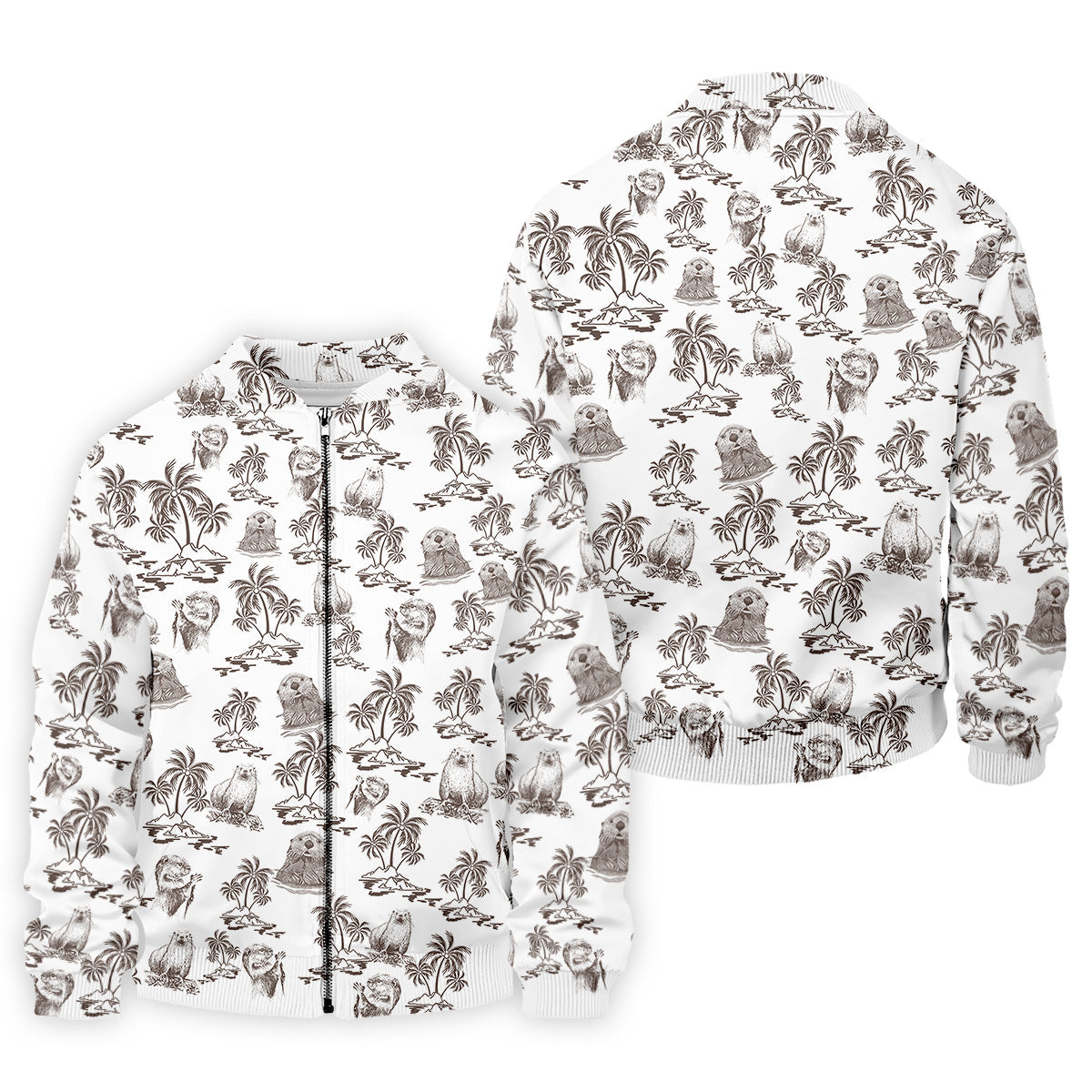 Adorable Sea Otter Tropical Golf Shirts, Cute Golf Outfit, Polo Shirts For Men, Golf Gift For Men