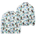 White And Blue Funny Sasquatch Tropical Golf Shirts, Fun Men's Golf Polos, Hawaiian Golf Shirts, Golfing Apparel