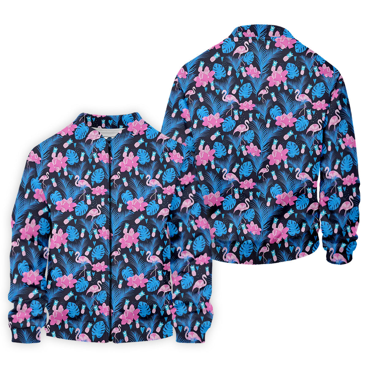Flamingo Pink Pink And Blue Tropical Golf Shirts, Polo Shirts For Men, Golf Gift For Men, Golfing Apparel
