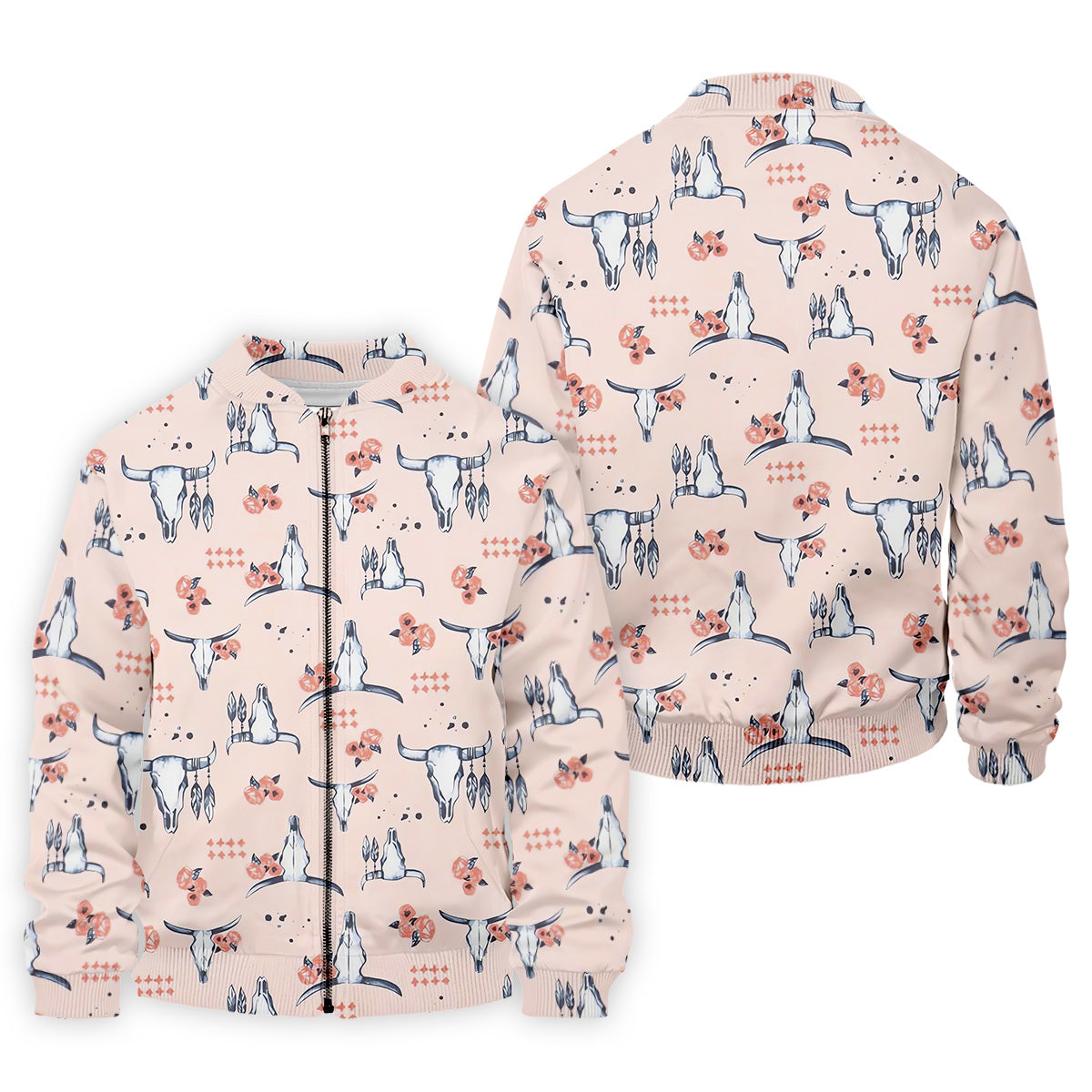 Boho Buffalo Skull Seamless Pattern Golf Tops For Men, Hawaiian Golf Shirts, Polo For Men