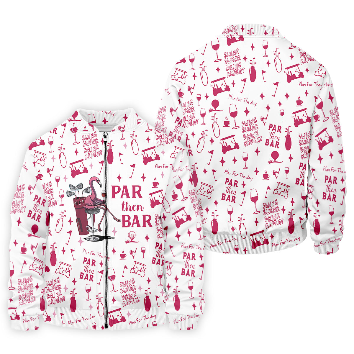 Swing Swear Drink Repeat Par Then Bar Flamingo Golf Shirt, Fun Men's Golf Polos, Polo Shirts For Men