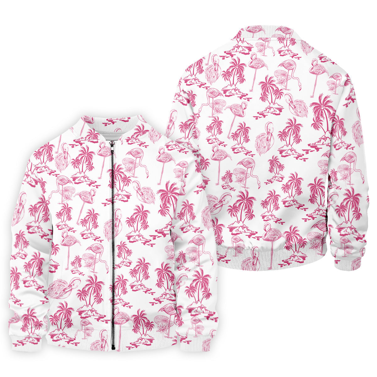 White And Pink Flamingo Tropical Men Polo, Polo Shirts For Men, Golf Gift For Men, Golfing Apparel