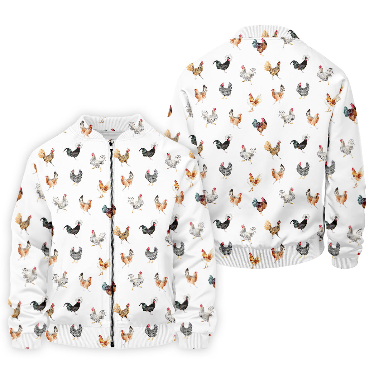 Prancing Chickens Men's White Golf Polo, Gift For Chicken Lover, Polo Shirts For Men, Golfing Apparel