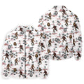 White Funny Sasquatch Tropical Golf Shirts, Fun Men's Golf Polos, Hawaiian Golf Shirts, Golfing Apparel