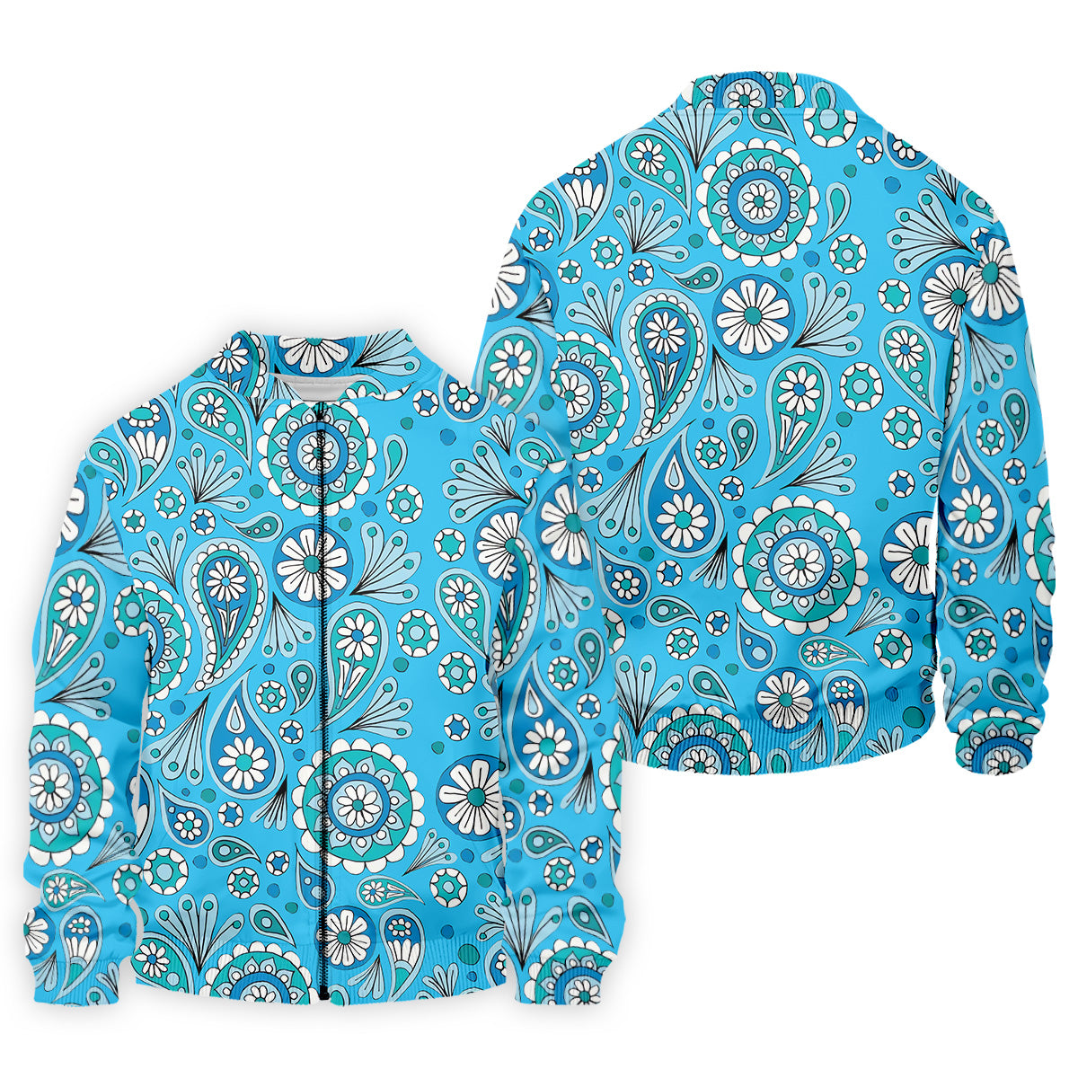 Blue Paisley Seamless Pattern Golf Tops For Men, Hawaiian Golf Shirts, Polo For Men