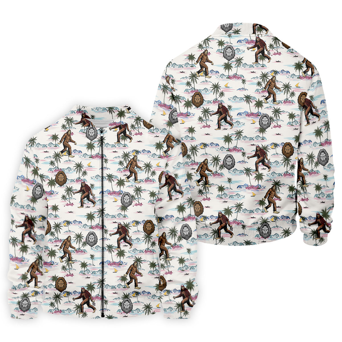 Funny Sasquatch Tropical Golf Shirts, Men's Funny Golf Shirts, Golfing Apparel, Polo For Men