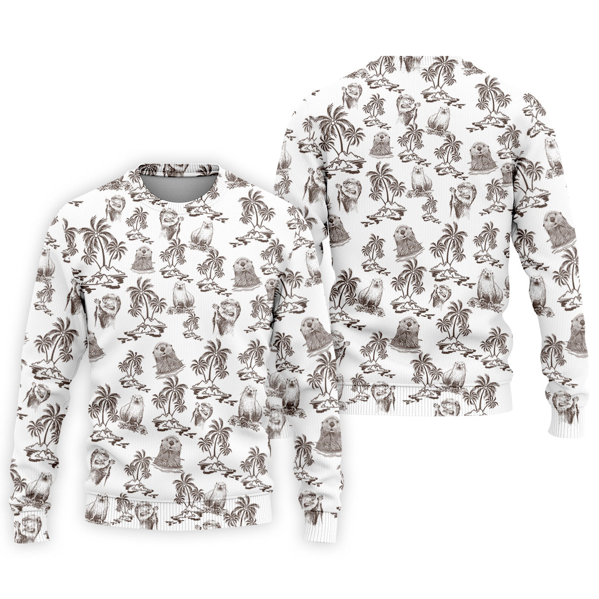 Adorable Sea Otter Tropical Golf Shirts, Cute Golf Outfit, Polo Shirts For Men, Golf Gift For Men