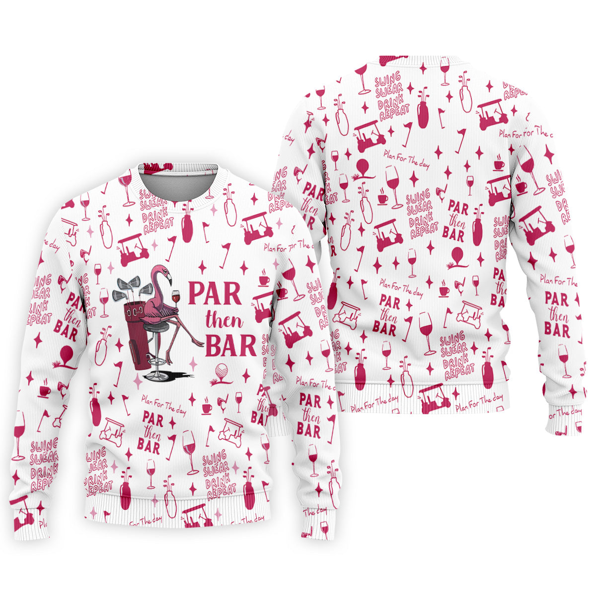 Swing Swear Drink Repeat Par Then Bar Flamingo Golf Shirt, Fun Men's Golf Polos, Polo Shirts For Men