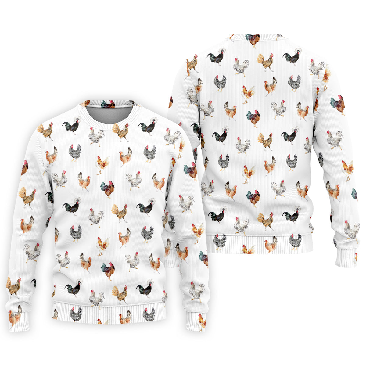 Prancing Chickens Men's White Golf Polo, Gift For Chicken Lover, Polo Shirts For Men, Golfing Apparel