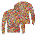 Red Paisley Seamless Pattern Golf Tops For Men, Hawaiian Golf Shirts, Long Sleeve Polo