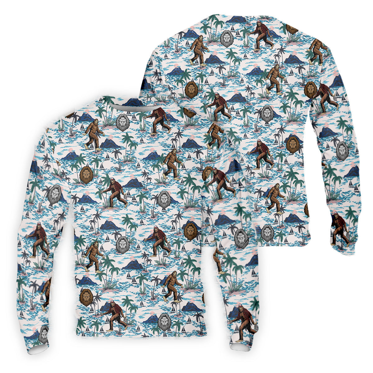 Funny Bigfoot Tropical Golf Shirts, Men's Funny Golf Shirts, Golfing Apparel, Polo For Men