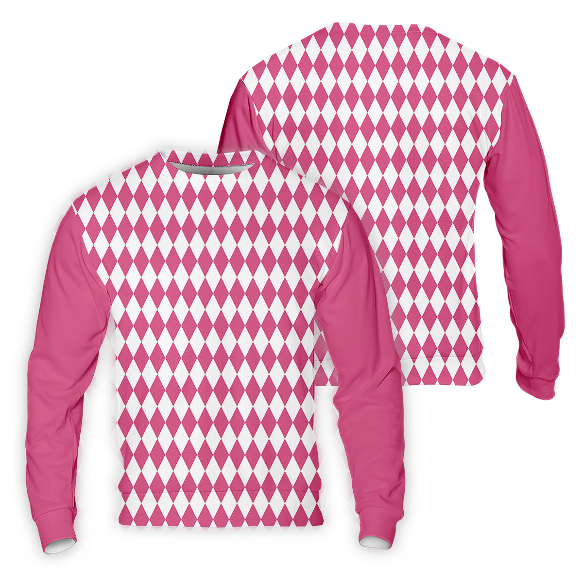 White And Pink Argyle Pattern Men Polo, Polo Shirts For Men, Golf Gift For Men, Golfing Apparel