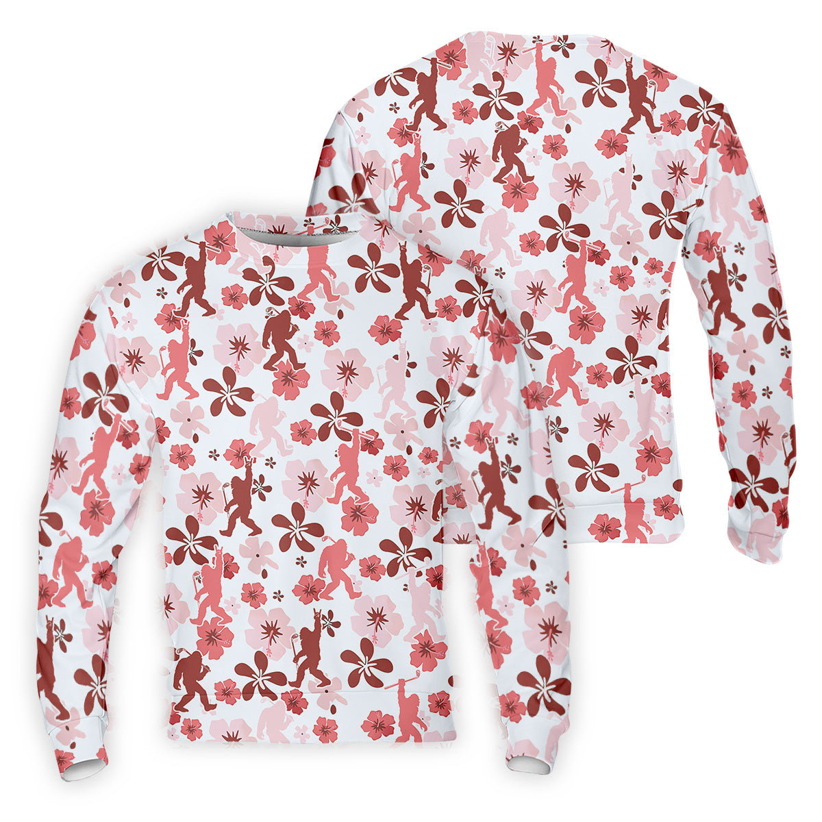Sasquatch Golf Shirt, Mens Floral Shirt, Hawaiian Golf Shirts, Long Sleeve Polo