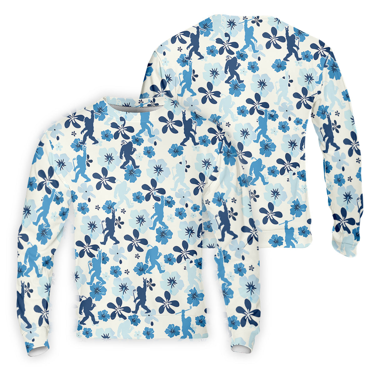 Bigfoot Golf Shirt, Mens Floral Shirt, Hawaiian Golf Shirts, Long Sleeve Polo
