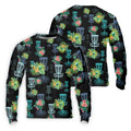 Tropical Floral Pattern Disc Golf Shirt, Black Golf Shirt, Polo Shirts For Men, Golf Gift For Men