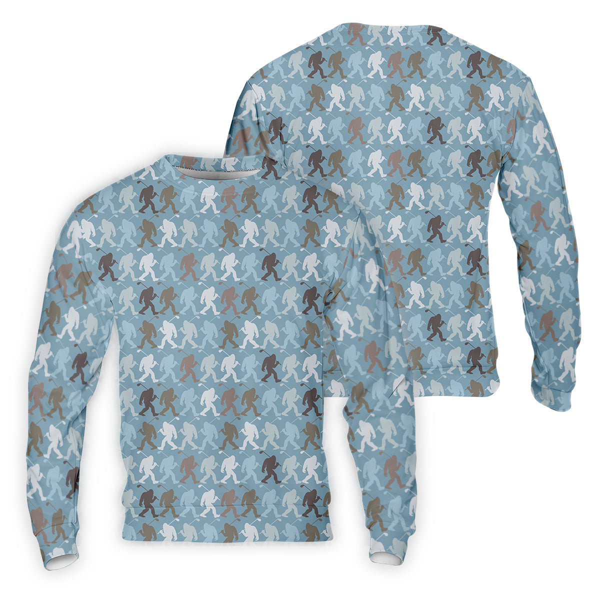 Bigfoot Silhouette Pattern Fun Golf Shirts For Men, Unique Gift For Golfer, Men's Golf Polo