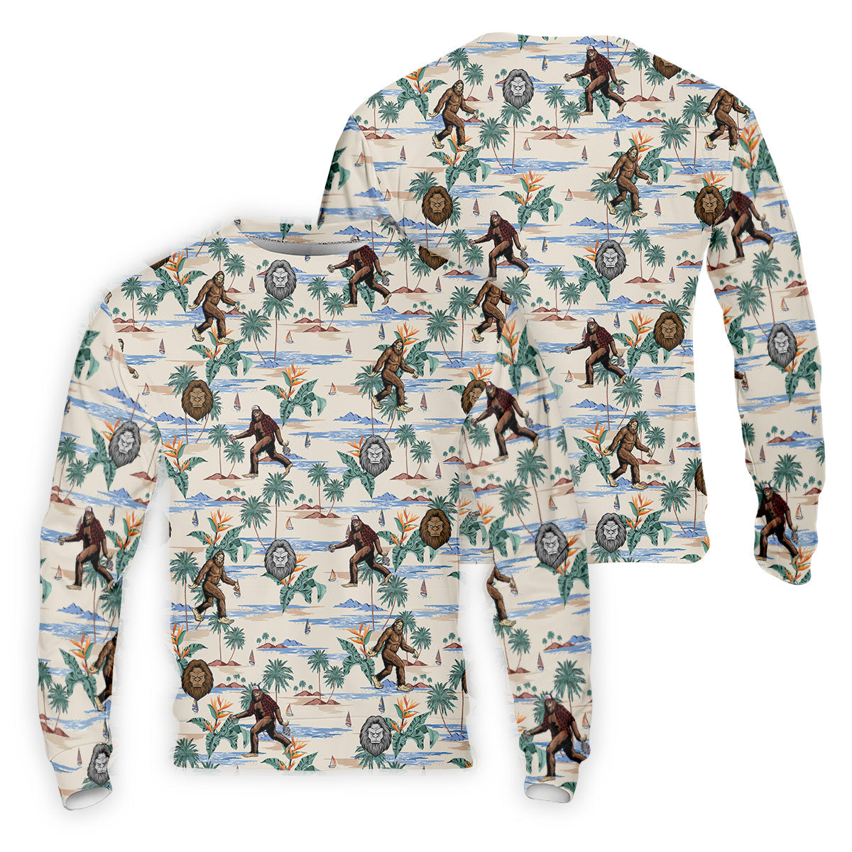 Funny Sasquatch Tropical Golf Shirts, Fun Men's Golf Polos, Hawaiian Golf Shirts, Golfing Apparel