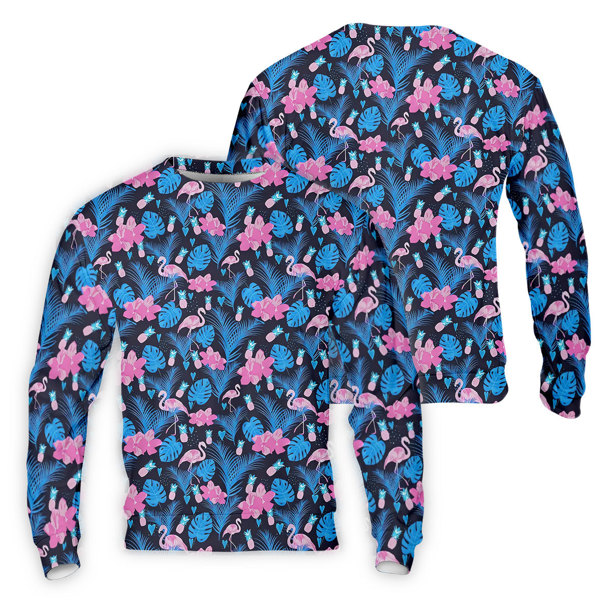 Flamingo Pink Pink And Blue Tropical Golf Shirts, Polo Shirts For Men, Golf Gift For Men, Golfing Apparel
