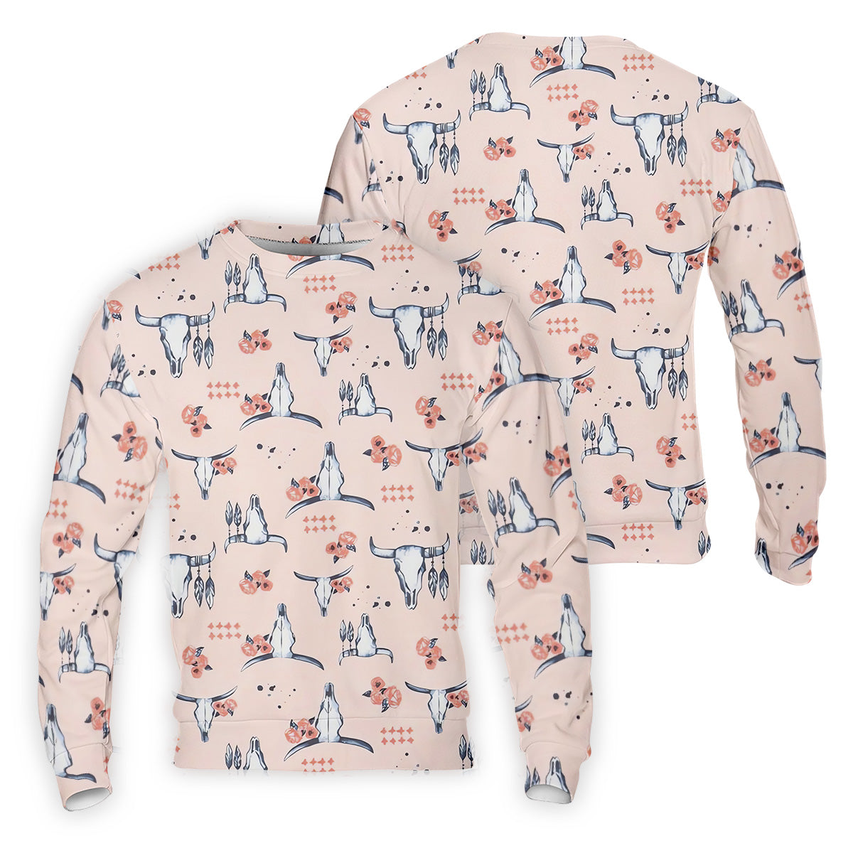 Boho Buffalo Skull Seamless Pattern Golf Tops For Men, Hawaiian Golf Shirts, Polo For Men