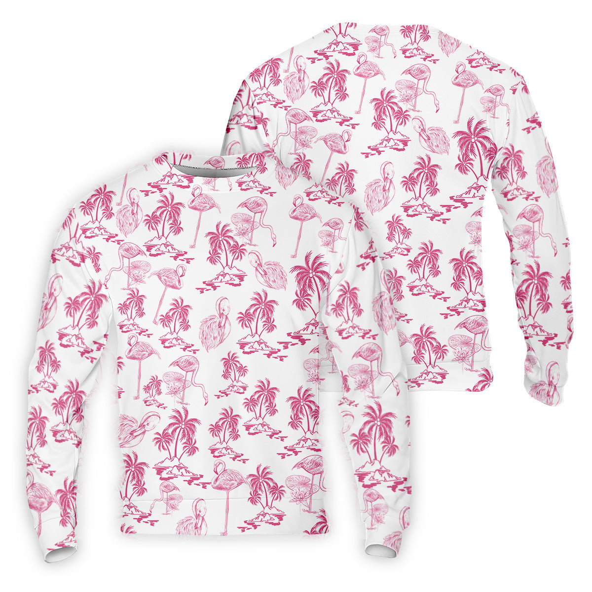 White And Pink Flamingo Tropical Men Polo, Polo Shirts For Men, Golf Gift For Men, Golfing Apparel