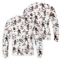 White Funny Sasquatch Tropical Golf Shirts, Fun Men's Golf Polos, Hawaiian Golf Shirts, Golfing Apparel