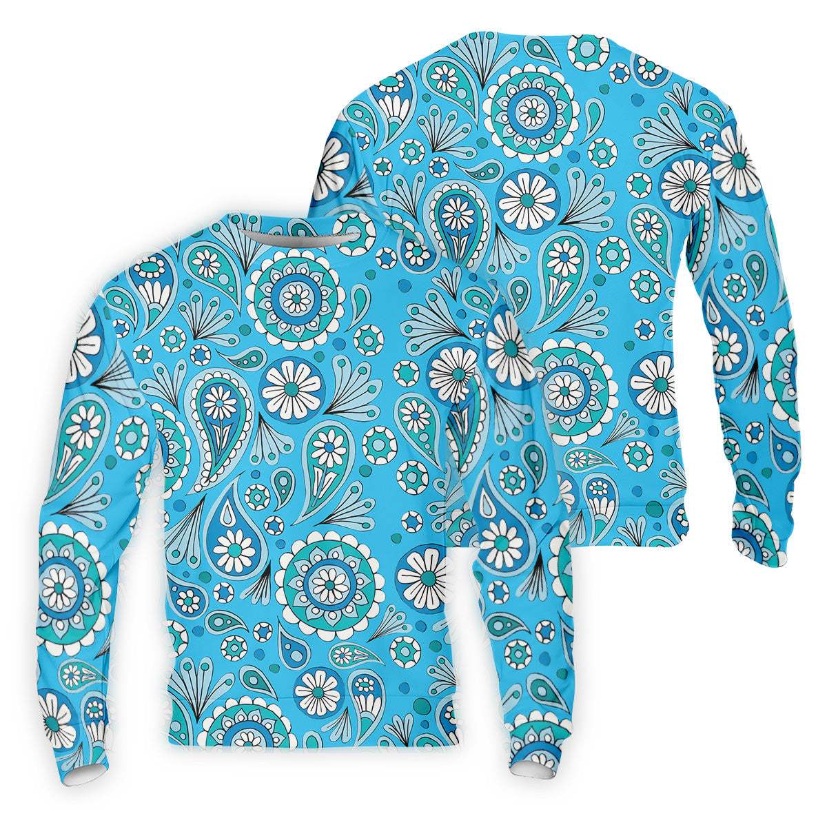Blue Paisley Seamless Pattern Golf Tops For Men, Hawaiian Golf Shirts, Polo For Men
