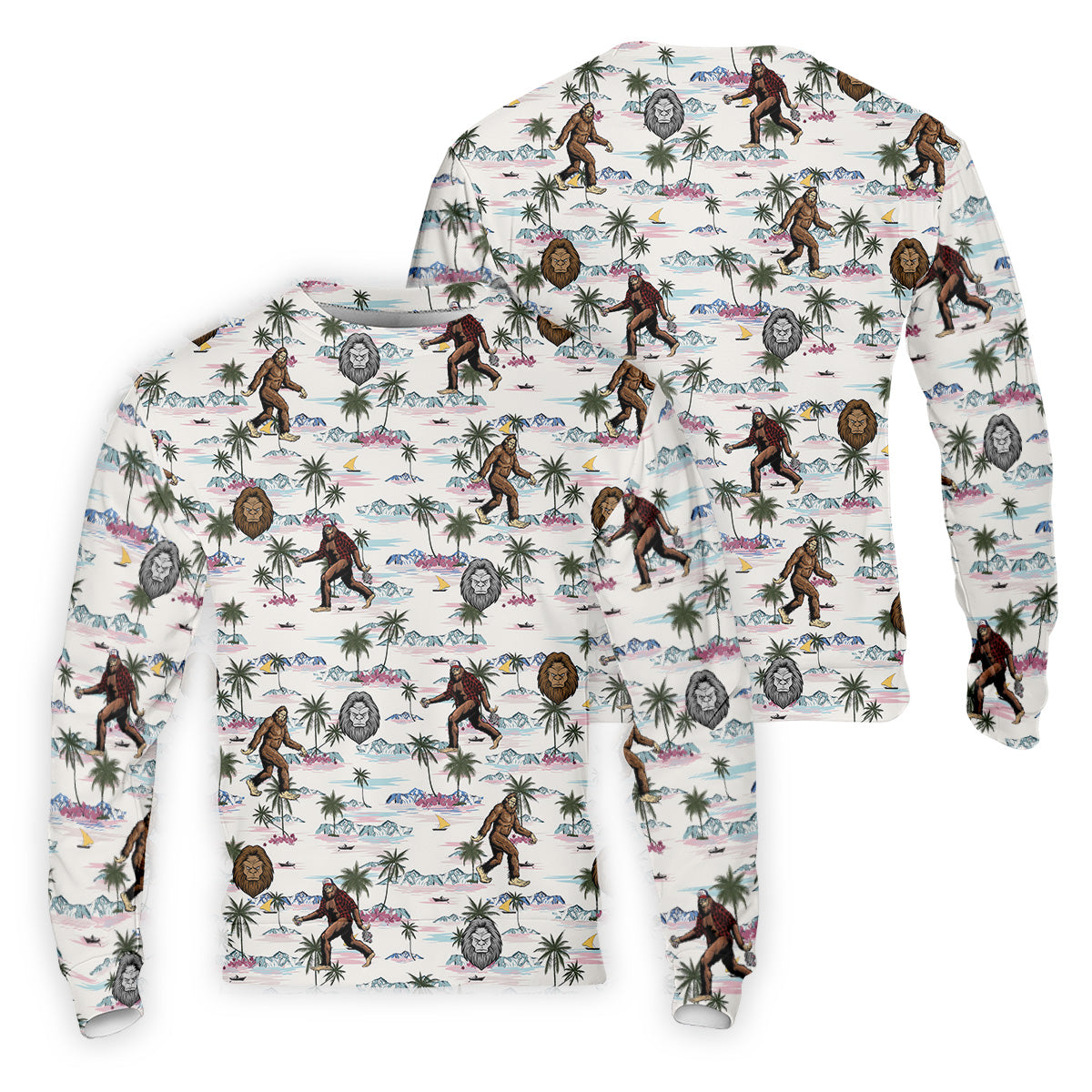Funny Sasquatch Tropical Golf Shirts, Men's Funny Golf Shirts, Golfing Apparel, Polo For Men