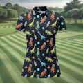 Dinosaur Space Golf Shirt, Women Golf Top, Gifts For Golf Lovers, Golf Gifts For Women, Ladies Golf Shirts