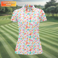 Leopard Pattern Fun Womens Golf Shirts, Women's Long Sleeve Golf Shirts, Ladies Golf Tops, Ladies Golf Polos