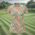 Chicken Rooster Colorful Checkered Women Golf Top, Gift For Chicken Lover, Ladies Golf Shirts