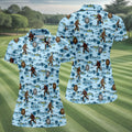 Blue Funny Sasquatch Tropical Golf Shirts, Ladies Golf Shirts, Golfing Apparel, Women's Polo Shirt