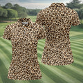 Brown Leopard Women Golf Top, Ladies Golf Shirts, Golf Gifts For Women, Golfing Apparel