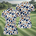 Cow Print Pattern Golf Polo Shirt, Fun Women's Golf Shirts, Ladies Golf Polos, Golfing Apparel