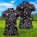 Abstract Floral Pattern Funny Bigfoot Shirt, Womens Sleeveless Polo, Ladies Golf Shirts