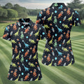 Dinosaur Space Golf Shirt, Women Golf Top, Gifts For Golf Lovers, Golf Gifts For Women, Ladies Golf Shirts