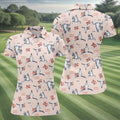 Boho Buffalo Skull Seamless Pattern Women Golf Top, Golf Shirt For Women, Ladies Golf Polos