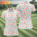 Leopard Pattern Fun Womens Golf Shirts, Women's Long Sleeve Golf Shirts, Ladies Golf Tops, Ladies Golf Polos