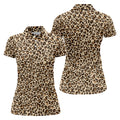 Brown Leopard Women Golf Top, Ladies Golf Shirts, Golf Gifts For Women, Golfing Apparel