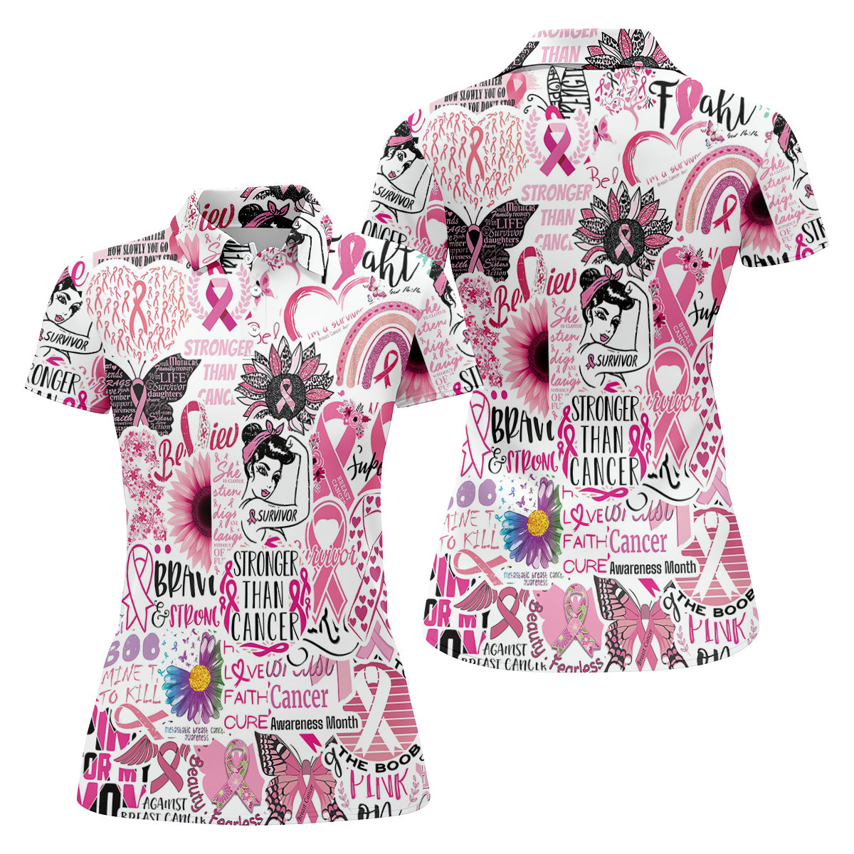 Breast Cancer Golf Shirt, Pink Cancer Awareness Shirt, Breast Cancer Golf Apparel, Ladies Golf Shirts