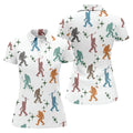 Colorful Bigfoot Silhouette Pattern Fun Women's Golf Shirts, Unique Gift For Golfer, Ladies Golf Polos