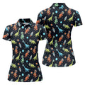 Dinosaur Space Golf Shirt, Women Golf Top, Gifts For Golf Lovers, Golf Gifts For Women, Ladies Golf Shirts