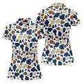 Cow Print Pattern Golf Polo Shirt, Fun Women's Golf Shirts, Ladies Golf Polos, Golfing Apparel