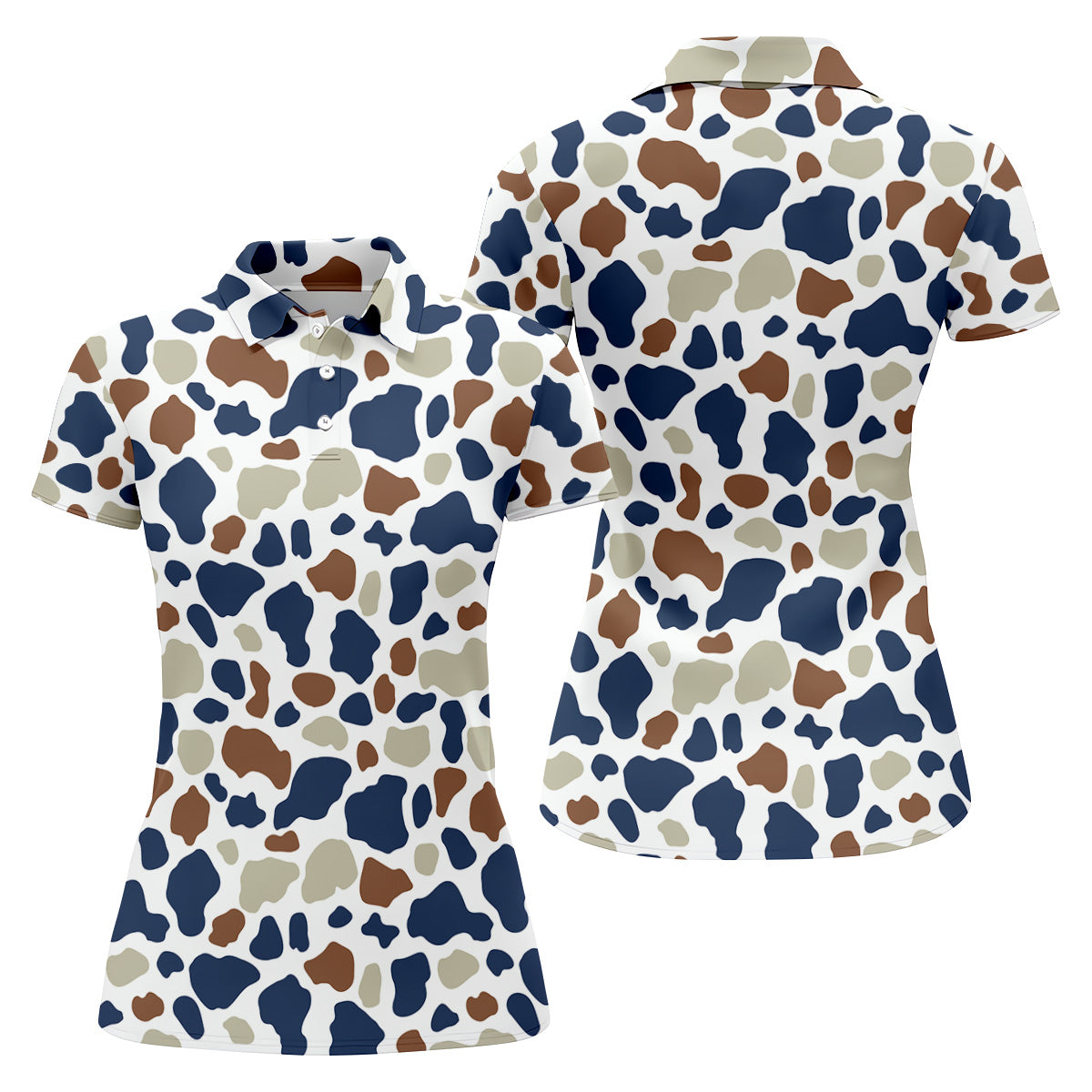 Cow Print Pattern Golf Polo Shirt, Fun Women's Golf Shirts, Ladies Golf Polos, Golfing Apparel