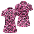 Pink And Black Breast Cancer Golf Shirt, Women's Long Sleeve Golf Shirts, Ladies Golf Tops, Ladies Golf Polos