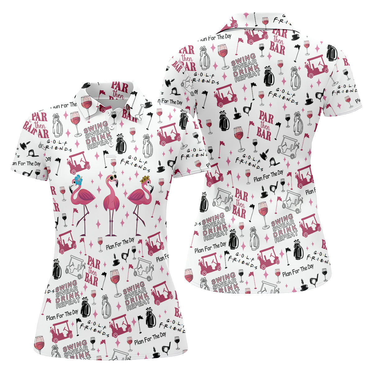 Golf Friends Par Then Bar Flamingo Golf Shirt, Golf Team Shirt, Ladies Pink Golf Shirt, Golf Shirt For Women