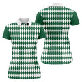 White And Green Argyle Pattern Women's Golf Shirts, Ladies Sleeveless Polo, Ladies Golf Shirts