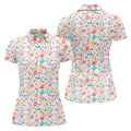 Leopard Pattern Fun Womens Golf Shirts, Women's Long Sleeve Golf Shirts, Ladies Golf Tops, Ladies Golf Polos