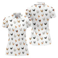 Prancing Chickens Women's White Golf Shirt, Gift For Chicken Lover, Ladies Golf Shirts, Golfing Apparel