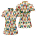Chicken Rooster Colorful Checkered Women Golf Top, Gift For Chicken Lover, Ladies Golf Shirts