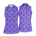 SK8R CAT Patterned Golf Polos, Fun Womens Golf Shirts, Ladies Sleeveless Golf Shirts, Ladies Golf Shirts